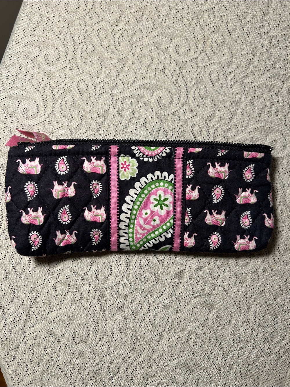 Vera Bradley Quilted Black & Pink Paisley Pencil Case - Women Accessories - Picture 4 of 4
